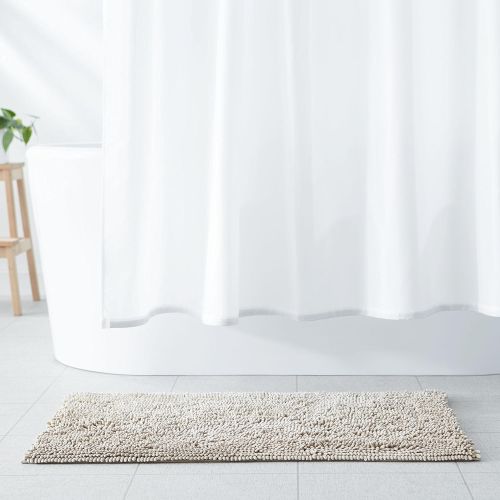  AmazonBasics Non-Slip Microfiber Shag Bath Rug, 21 x 34, Beige