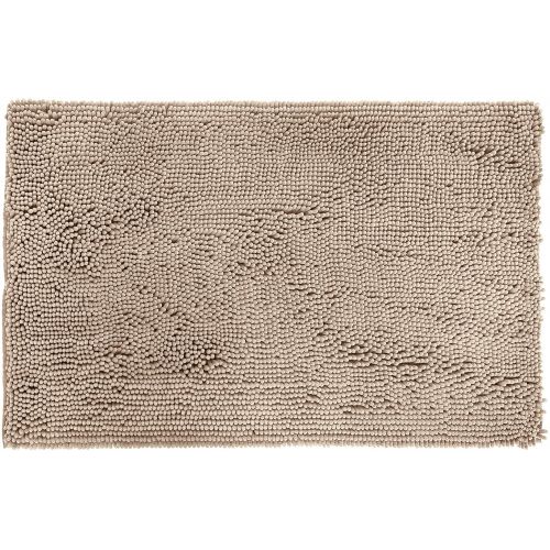  AmazonBasics Non-Slip Microfiber Shag Bath Rug, 21 x 34, Beige