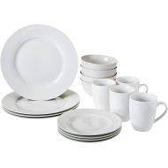 AmazonBasics 16-Piece Kitchen Dinnerware Set, Plates, Bowls, Mugs, Service for 4, White