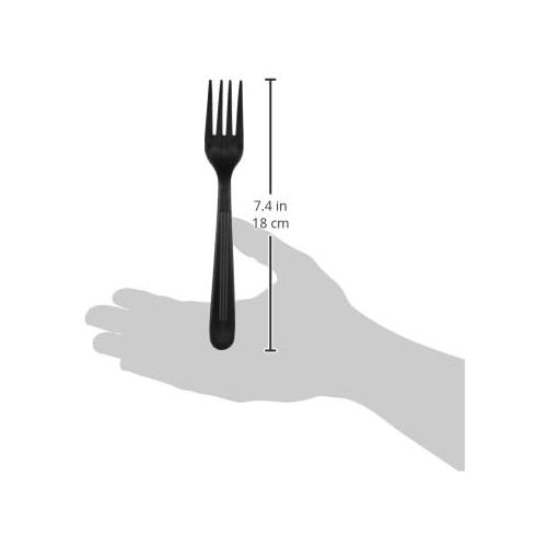  AmazonBasics Plastic Cutlery Fork, Heavy Weight, Black, 1000 Count