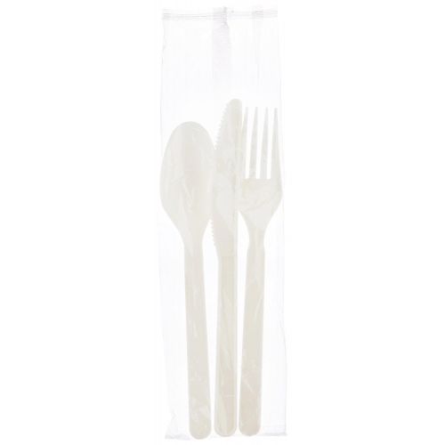  AmazonBasics Compostable Plastic Individually Wrapped Cutlery Kits, 250-Count