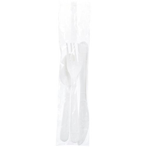  AmazonBasics Heavy-Weight Plastic Individually Wrapped Cutlery Kits, White, 500-Count