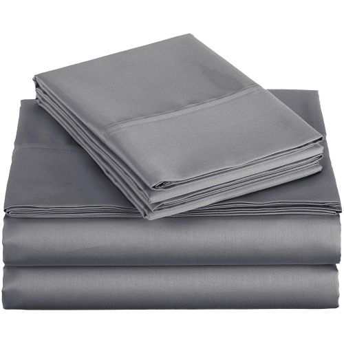  AmazonBasics 400 Thread Count Sheet Set, Full, Dark Gray