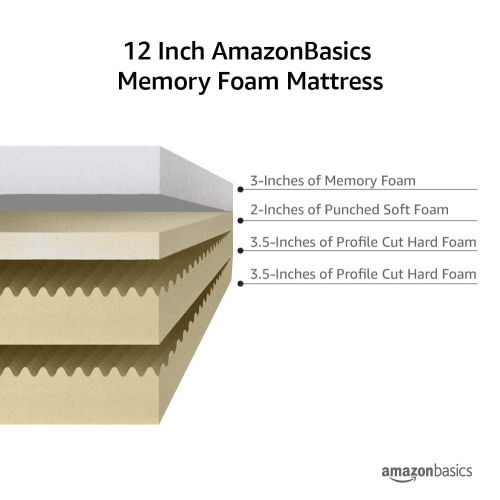  AmazonBasics Memory Foam Mattress - Soft Bed, Plush Feel, CertiPUR-US Certified - 12-Inch, King Size