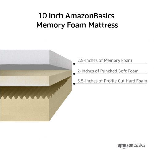  AmazonBasics Memory Foam Mattress - Soft Bed, Plush Feel, CertiPUR-US Certified - 10-Inch, King Size