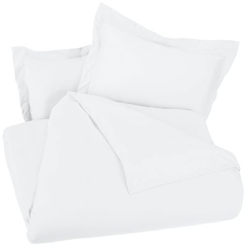  AmazonBasics Microfiber Duvet Cover and Pillow Sham Set - Twin / Twin XL, Bright White