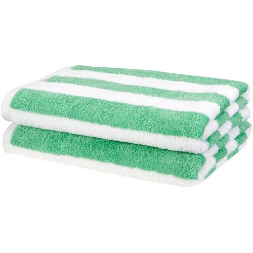  AmazonBasics Cabana Stripe Beach Towel - Pack of 2, Green