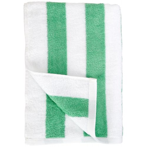  AmazonBasics Cabana Stripe Beach Towel - Pack of 2, Green