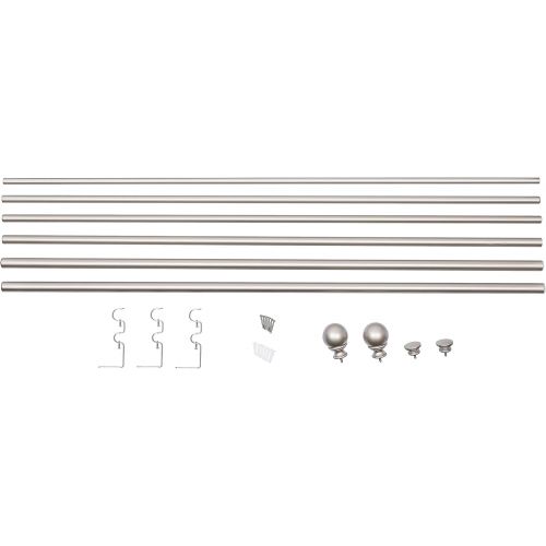  [아마존 핫딜] [아마존핫딜]AmazonBasics 1 Double Extendable Curtain Rods with Round Finials Set, 72 to 144, Nickel