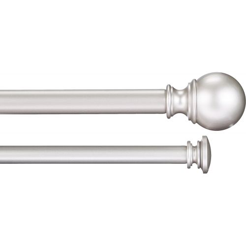  [아마존 핫딜] [아마존핫딜]AmazonBasics 1 Double Extendable Curtain Rods with Round Finials Set, 72 to 144, Nickel