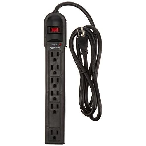  [아마존베스트]AmazonBasics 6-Outlet Surge Protector Power Strip, 6-Foot Long Cord, 790 Joule - Black