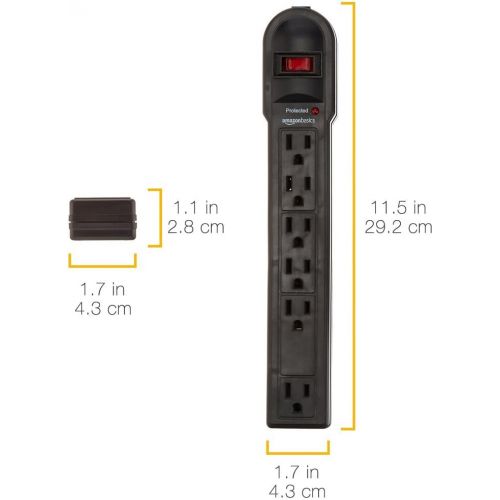  [아마존베스트]AmazonBasics 6-Outlet Surge Protector Power Strip, 6-Foot Long Cord, 790 Joule - Black