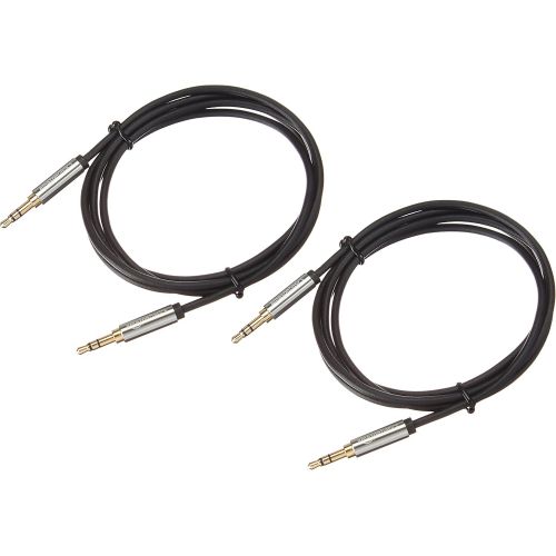  [아마존베스트]AmazonBasics 3.5 mm Male to Male Stereo Audio Aux Cable, 4 Feet, 1.2 Meters, 2-Pack