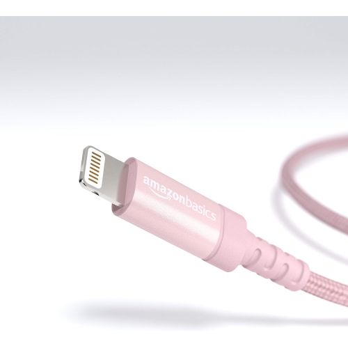  [아마존베스트]AmazonBasics Nylon Braided Lightning to USB A Cable, MFi Certified iPhone Charger, Rose Gold, 6 Foot