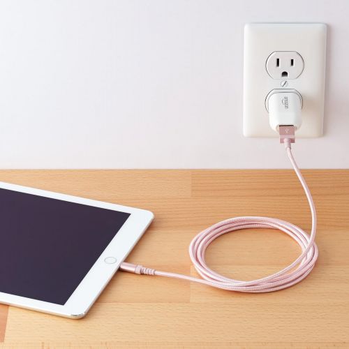  [아마존베스트]AmazonBasics Nylon Braided Lightning to USB A Cable, MFi Certified iPhone Charger, Rose Gold, 6 Foot