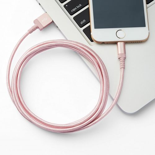  [아마존베스트]AmazonBasics Nylon Braided Lightning to USB A Cable, MFi Certified iPhone Charger, Rose Gold, 6 Foot