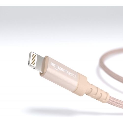  [아마존베스트]AmazonBasics Nylon Braided Lightning to USB A Cable, MFi Certified iPhone Charger, Gold, 6 Foot