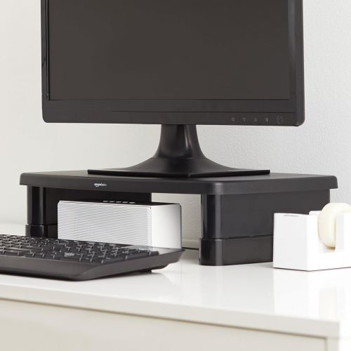  [아마존베스트]AmazonBasics Adjustable Computer Monitor Riser Desk Stand