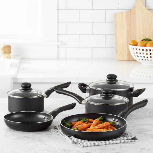  [아마존베스트]AmazonBasics 8-Piece Non-Stick Kitchen Cookware Set, Pots and Pans