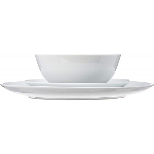  [아마존베스트]AmazonBasics 18-Piece Kitchen Dinnerware Set, Dishes, Bowls, Service for 6, White Porcelain Coupe