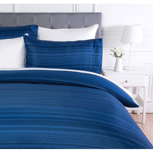  [아마존 핫딜]  [아마존핫딜]AmazonBasics - Bettwasche-Set, Mikrofaser, 260 x 220 cm, Koenigsblau, gestreift