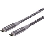[아마존 핫딜]  [아마존핫딜]AmazonBasics - Verbindungskabel, USB Typ C auf USB Typ C, USB-3.1-Standard der 2. Generation, doppelt geflochtenes Nylon, 0,3 m, Dunkelgrau