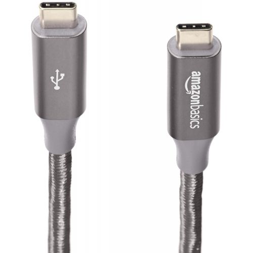  [아마존 핫딜]  [아마존핫딜]AmazonBasics - Verbindungskabel, USB Typ C auf USB Typ C, USB-3.1-Standard der 2. Generation, doppelt geflochtenes Nylon, 0,3 m, Dunkelgrau