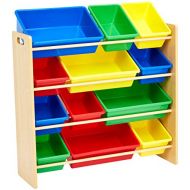 AmazonBasics Kids Toy Storage Organizer Bins - Natural/Primary