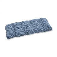 AmazonBasics Pillow Perfect Outdoor | Indoor Herringbone Ink Blue Wicker Loveseat Cushion