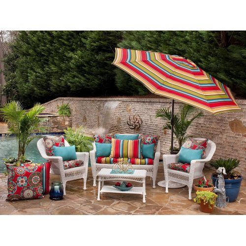  AmazonBasics Pillow Perfect Outdoor Westport Garden Wicker Loveseat Cushion, Multicolored