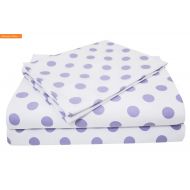 AmazonBasics Mikash New Soft 100% Natural Cotton Percale Toddler Bedding Sheet Set, White/Lavender Dot, 3 Piece, Soft Breathable, for Girls | Style 84601127