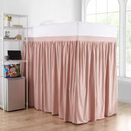 AmazonBasics Extended Dorm Sized Cotton Bed Skirt Panel with Ties (3 Panel Set) - Darkened Blush (for Raised or lofted beds)