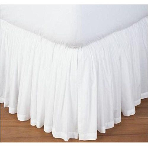  AmazonBasics RAINBOWLINEN Stylish White Solid Egyptian Cotton Split Corner Gather Ruffle Bed Skirt 750 Thread Count Full (54 x 75) Size 25 inch Drop Length