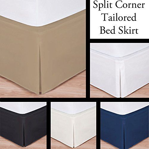  AmazonBasics HH Linen Greatest Ms Real 600 Thread Count Split Corner Bed Skirt/Dust Ruffle Queen Size Solid White 12 inches Drop Egyptian Cotton Quality Wrinkle & Fade Resistant Bed Skirt.