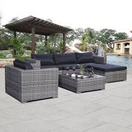 AmazonBasics Costway 6pc Patio Sofa Furniture Set Pe Rattan Couch Outdoor Aluminum Cushioned Gray