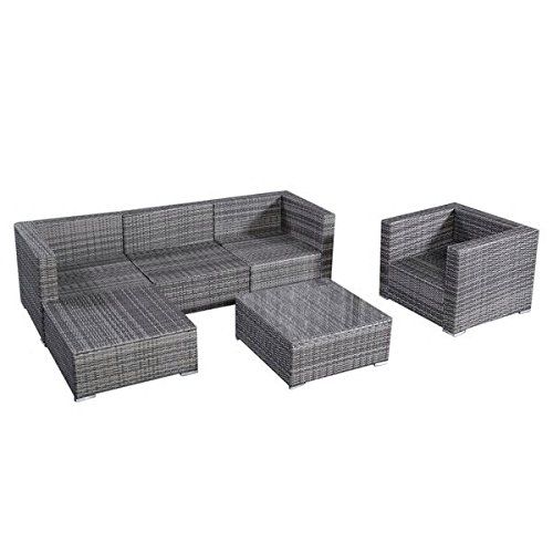  AmazonBasics Costway 6pc Patio Sofa Furniture Set Pe Rattan Couch Outdoor Aluminum Cushioned Gray
