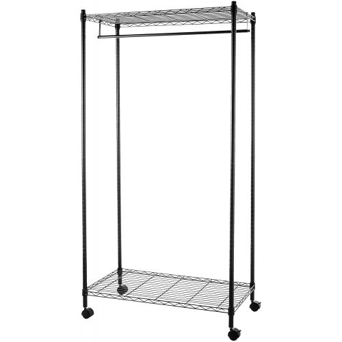  AmazonBasics Garment Rack with Top and Bottom Shelves - Black