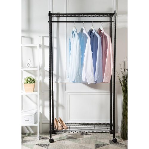  AmazonBasics Garment Rack with Top and Bottom Shelves - Black
