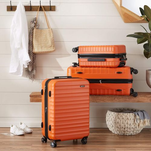  AmazonBasics Hardside Spinner, Carry-On, Expandable Suitcase Luggage with Wheels, 30 Inch, Orange