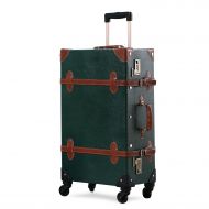 AmazonBasics Unitravel Vintage Suitcase Retro PU Trunk Rolling Spinner Lightweight Luggage