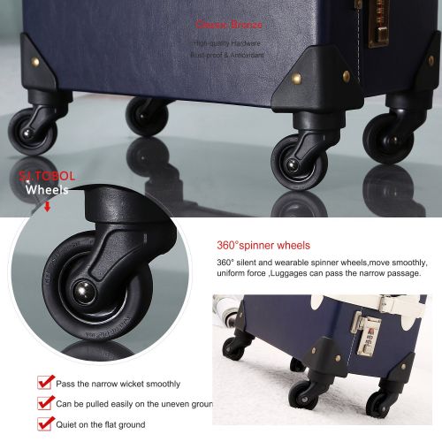  AmazonBasics Unitravel Vintage Suitcase Retro PU Trunk Rolling Spinner Lightweight Luggage