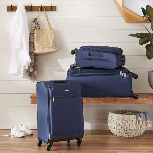  AmazonBasics Softside Spinner Luggage - 25-inch, Navy Blue