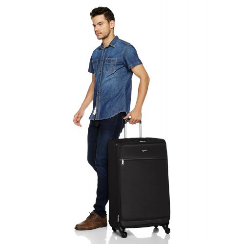  AmazonBasics Softside Spinner Luggage - 21-inch, Carry-on/Cabin Size, Navy Blue