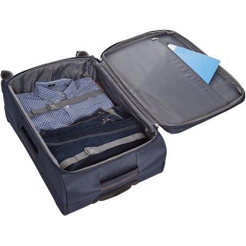  AmazonBasics Softside Spinner Luggage - 21-inch, Carry-on/Cabin Size, Navy Blue