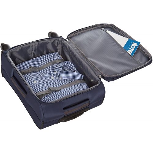  AmazonBasics Softside Spinner Luggage - 21-inch, Carry-on/Cabin Size, Navy Blue