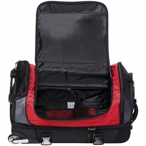  AmazonBasics Ripstop Wheeled Duffel, Red