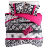 AmazonBasics Mi-Zone Comforter Bed Set Teen Kids Girls Pink Black White Animal Print Polka Dots Bedding Set (Twin/twin Xl)