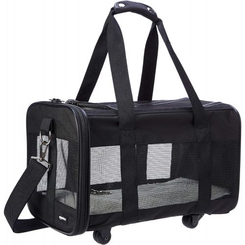  AmazonBasics Soft-Sided Mesh Pet Travel Carrier with Wheels