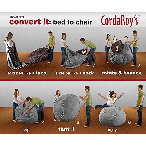  AmazonBasics CordaRoys KC CH Chenille, Convertible Chair Folds Bed, As Seen on Shark Tank-Charcoal, King Size Bean Bag,