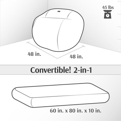  AmazonBasics CordaRoys KC CH Chenille, Convertible Chair Folds Bed, As Seen on Shark Tank-Charcoal, King Size Bean Bag,